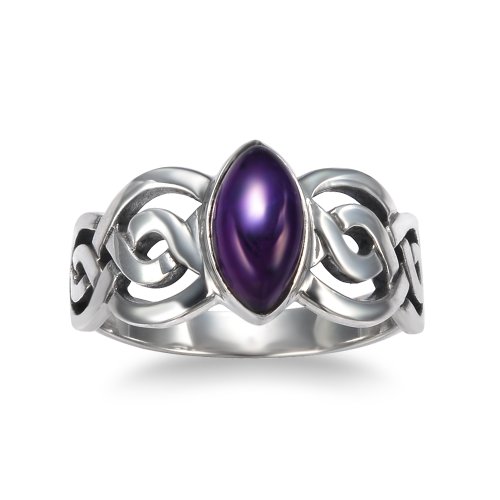 925 Sterling Silver Genuine Amethyst Stone Celtic Double Infinity Knot Ring