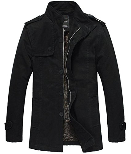 Wantdo Men's Cotton Stand Collar Jacket With Fleece