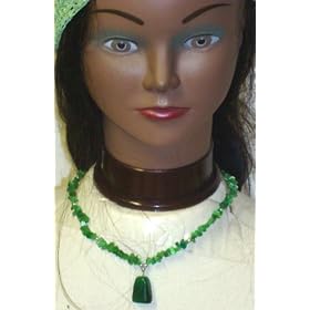 Green Beads Ethnic Short Chain Necklace with Pendant for Women and Teens