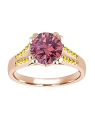 1.10 Ct Round Pink Diamond Yellow Sapphire 18K Rose Gold Ring