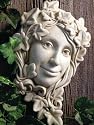 Hand Cast Stone Ivy Woman, Garden Princess Plaque - Concrete Leaf Face Sculpture