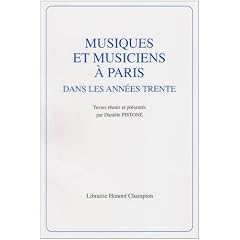 Musiques et musiciens � Paris dans les ann�es trente