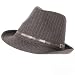 NEW GREY PINSTRIPE FEDORA TRILBY BELT GANGSTER HAT CAP