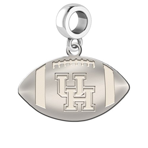 Houston Cougars Sterling Silver Football Cut Out Drop Charm Fits All European Style Charm Bracelets