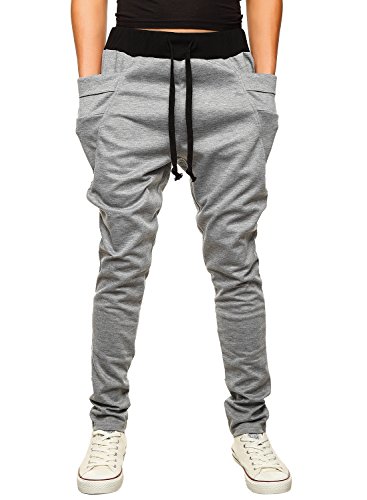 HEMOON Mens Jogging Pants Tracksuit Bottoms Training Running Trousers Grey XS