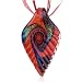Red Dark Blue Spiral Serrate Leaf Dichroic Murano Glass Pendant Valentine Days Gift