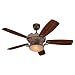 Monte Carlo 5SBR56BRD Strasburg 56-Inch 5-Blade Ceiling Fan with Remote, Uplight, Light Kit and Walnut Veneer Blades, British Bronze