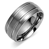 Extra Wide Brush Finish 10mm Comfort Fit Mens Tungsten Carbide Wedding Band Ring Size 12