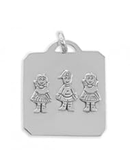MMA Silver - Square Pendant with Two Girls and A Boy