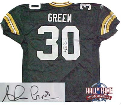 Ahman Green Autographed/Hand Signed Green Bay Packers Reebok Authentic Green Jersey
