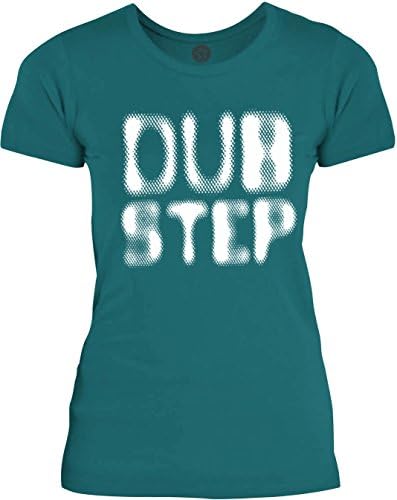 Maniac Joe Dub Step Blur (White) Junior's Fine Jersey T-Shirt, Teal, M