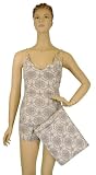Roses Pink & Gray French Elegant Design Baby Doll Pajamas Shorts and Camisole set with travel pouch ~ 3 sizes
