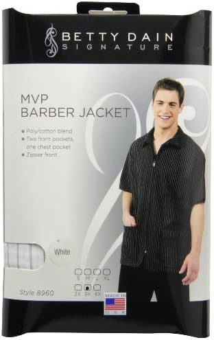 Betty Dain Signature MVP Barber Jacket, White with Navy Stripes, 3x, 1-Pound