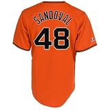 MLB Men's San Francisco Giants Pablo Sandoval Orange Short Sleeve 6 Button Synthetic Replica Baseball Jersey  (Orange, Large)
