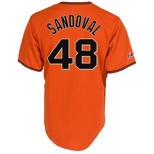 MLB Men's San Francisco Giants Pablo Sandoval Orange Short Sleeve 6 Button Synthetic Replica Baseball Jersey Spring 2012  (Orange, Large)