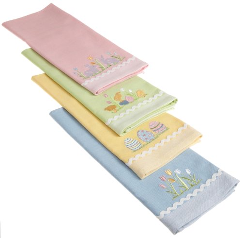 DII Easter Embroidered Kitchen Towel, Set of 4