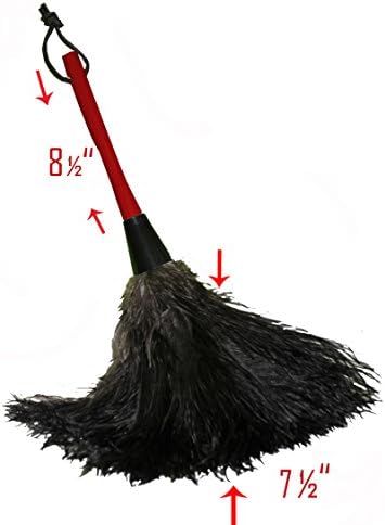 Feather Duster with Red Hardwood Handle / Gray Ostrich Feathers / Hand Duster - 16''