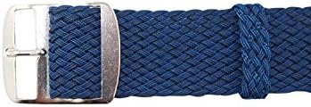 Sweat-free Perlon watch band strap with adjustable buckle for men and women | Apple watch compatible (Blue, 22 mm)