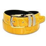 Croc SUNFLOWER YELLOW Bonded Leather Belt Gold-Tone Buckle Regular