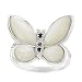 Tressa White Faux Mother of Pearl and Black Cubic Zirconia Butterfly Ring Rhodium Plated Brass Lead Free