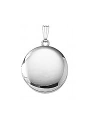14k White Gold Round Locket 3/4 inch x 3/4 inch, 14K White Gold