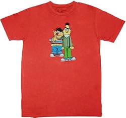 Sesame Street Bert and Ernie Washed Red Men's T-Shirt Tee