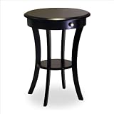 Black Finish Round End Table/ Night Stand with Drawer