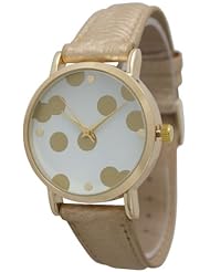 Womens Geneva Polka Dot Style Leather Watch - Gold