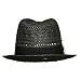 41k  SP48IL. AA75  GORGEOUS BLACK STRAW SHORT BRIM FEDORA W/ GEM TRIM