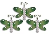 3 Green Pearl Butterfly Craft Wedding Decor - set of 3