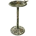 Oakland Living 5131AP Antique Pewter Hummingbird Design Aluminum Birdbath