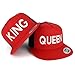 Trendy Apparel Shop King and Queen Embroidered 5 Panel Flat Bill 2-Tone Mesh Cap - 2pc Set - Red Black