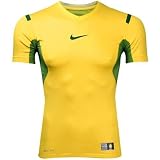 Nike Herren T-Shirt Pro Vapor Vneck IGN Brazil, varsity maize/pine green, L