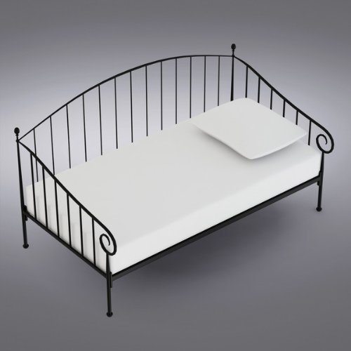 Matt Black Metal Twin Size Day Bed (Daybed) Frame With Metal Slats
