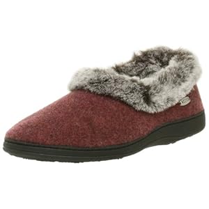 ACORN Women's Chinchilla Collar Slipper Crackleberry,Large 8-9 M US