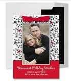 Holiday Photo Cards – 5″ x 7″ – Photo Holiday Red Bird Greeting Cards Created From Your Favorite Photo – set of 20
