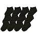 12 Pairs Solid Color Black Crew Casual Sport Socks Set Baby Infant Boys Ages 0-1