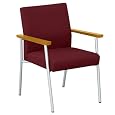 Uptown Guest Chair with Arms Coffee Bean Fabric/Cherry Finish Arms/Silver Legs Lowest Price