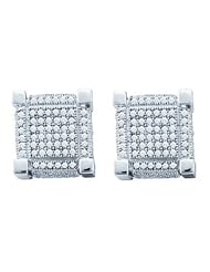 1.05 cttw 10k White Gold Micro Pave Mens Earrings Cube Shaped Earrings Diamond Micro Pave Mens Earrings Cube Shaped Earrings (Real Diamonds: 1.05 cttw)