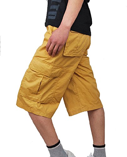 YX Men's Cotton Loose Fit Multi Pocket Cargo Shorts