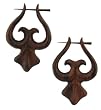 DERAWAN - Organic Hand Carved Sono Wood Earrings with Wood Post - From Indonesia - Sold as a Pair - 33mm x49mm