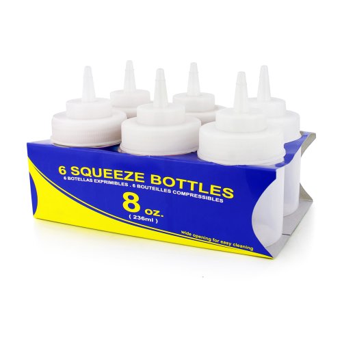 New Star 25934 Wide Mouth Plastic Squeeze Bottles, 8-Ounce, Clear, Set of 6