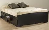 Prepac BBD-5600 Full/Double Platform Storage Bed (6-drawers) - Black