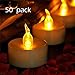 Tea Lights, LED Tea Light Candles 100 Hours Pack of 50 Realistic Flickering Bulb Battery Operated Tea Lights for Seasonal & Festival Celebration Electric Fake Candle in Warm Yellow