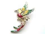 Rio Amazon Tropical Colorful Enamel Rhinestone Parrot Phoenix Bird Pin Brooch