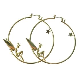 Disney Couture Jewelry - Reclining Tinkerbell Hoop Earrings (Gold Plated)
