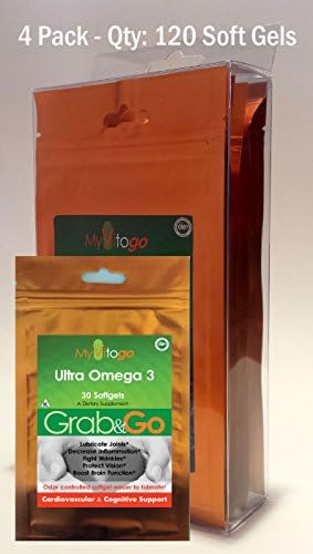 Ultra Omega 3 | Grab+Go 4 Pack by MyVitogo | 30 Soft Gels in each Popular &amp; Convenient Zip-Pouch (120)
