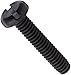 Nylon 6/6 Pan Head Machine Screw, Black, Slotted Drive, #4-40 Thread Size, 3/4