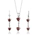 Sterling Silver Rhodium Finish 2.00 carats total weight Heart Shape Garnet Pendant Earrings and 18 inch Necklace Set