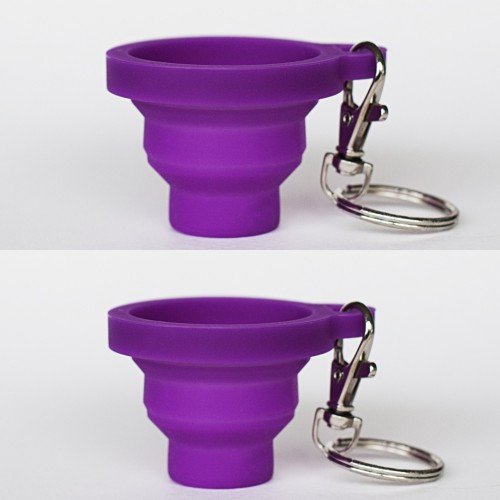 Poppinshot Collapsible Silicone Shot Glass Keychain, 2 Pack. (Purple